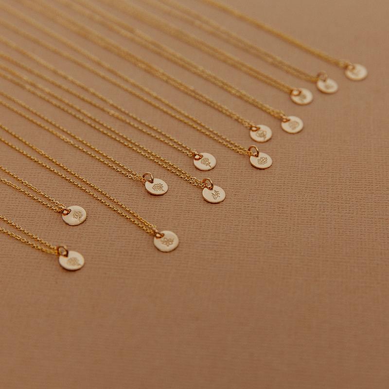 Mini Birth Flower Stacker Necklace | 1/4" Disc