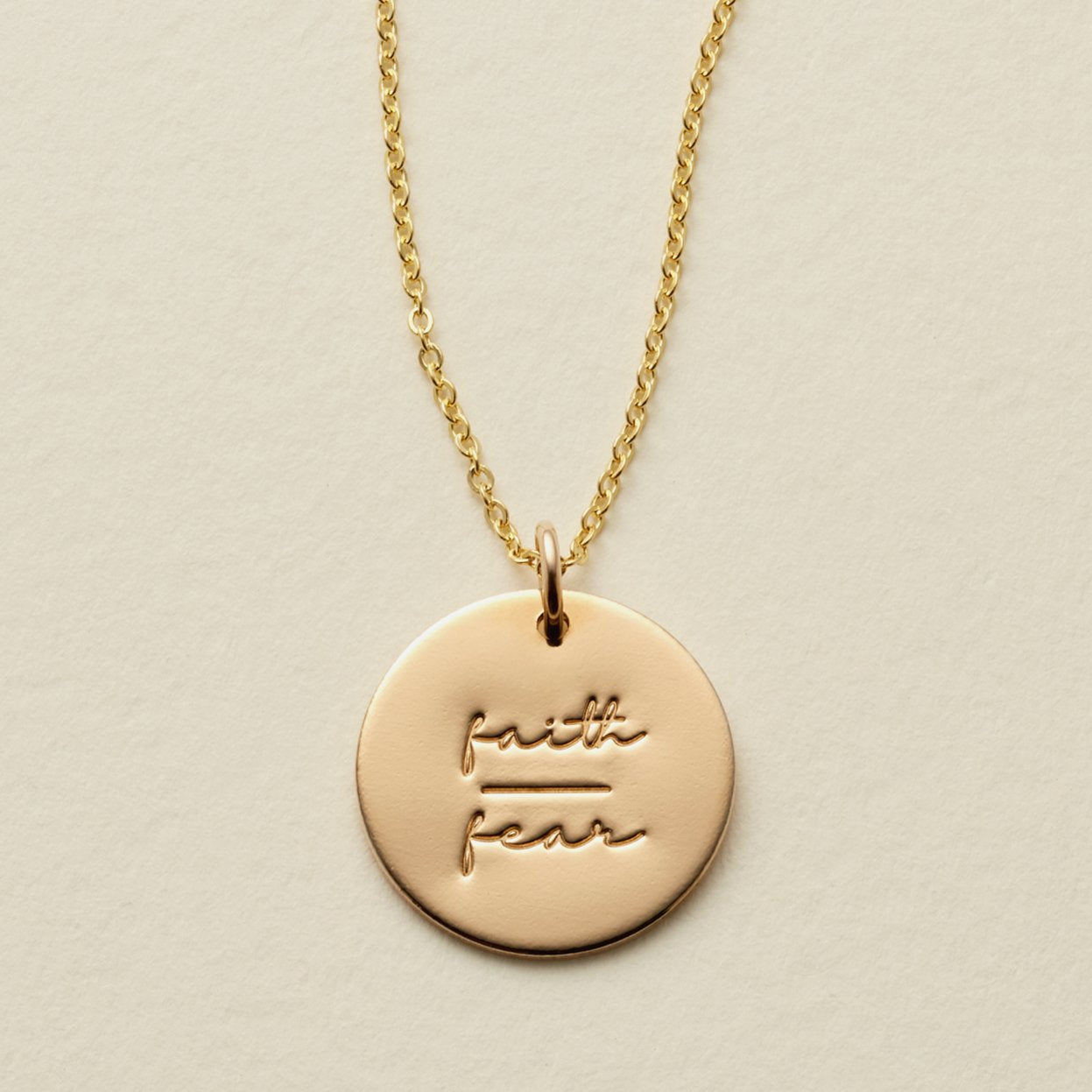 Faith-Fear Disc Necklace- 5/8"