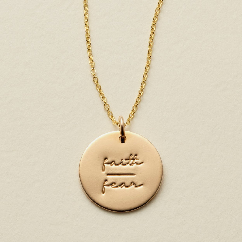 Faith-Fear Disc Necklace- 5/8"
