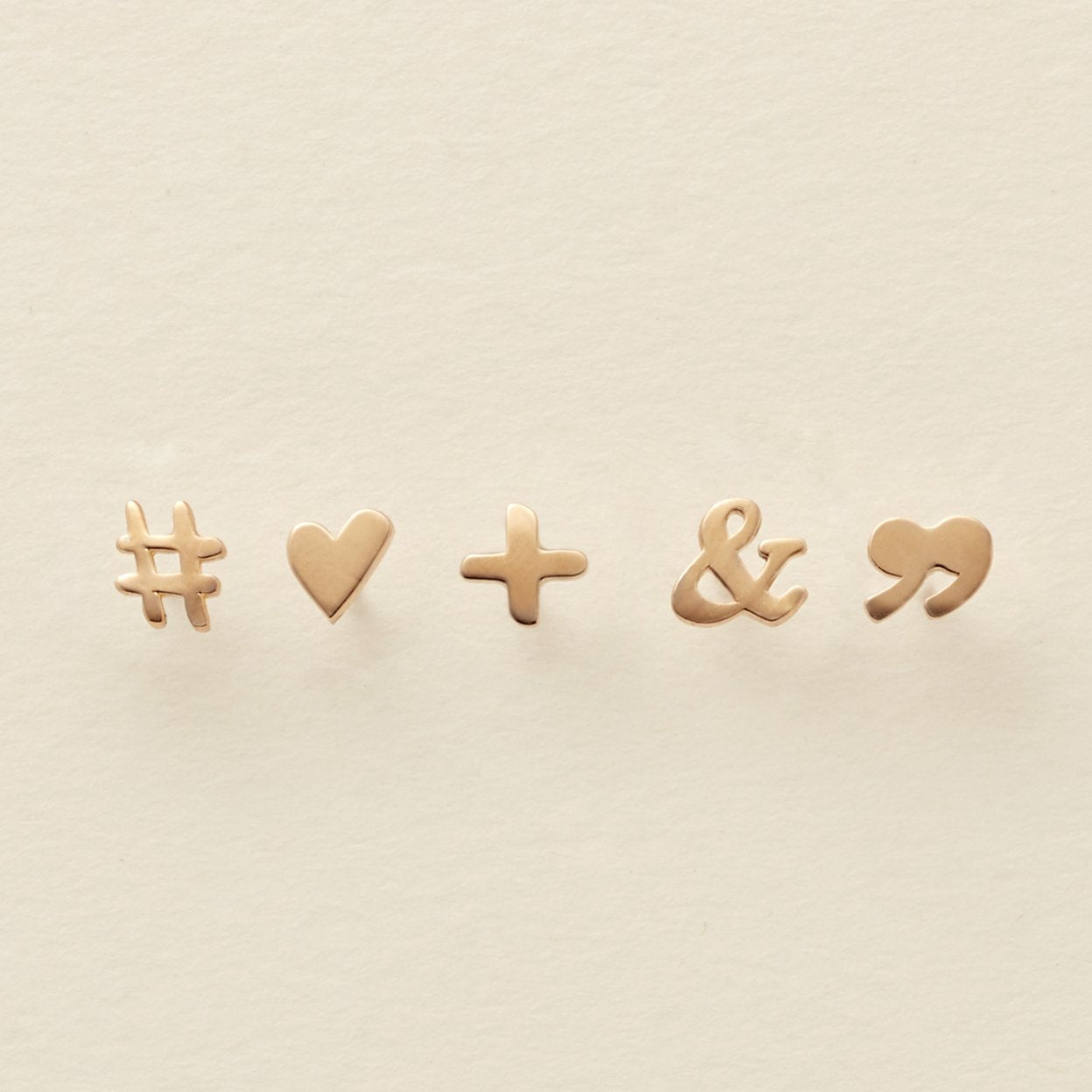 Solid Gold Symbol Earring - Single Stud