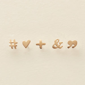 Solid Gold Symbol Earring - Single Stud